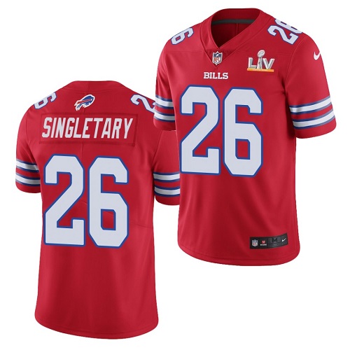Men's Buffalo Bills #26 Devin Singletary Red 2021 Super Bowl LV Stitched NFL Jersey